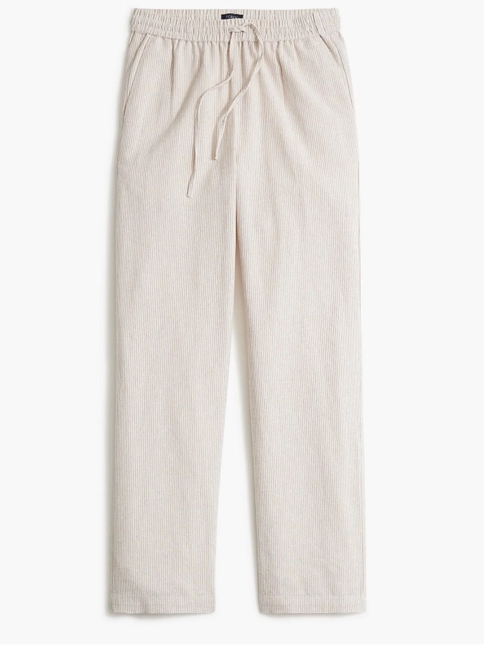 J. Crew Linen-Cotton Blend Drawstring Pants Wide Leg Pants Size 12 Coastal